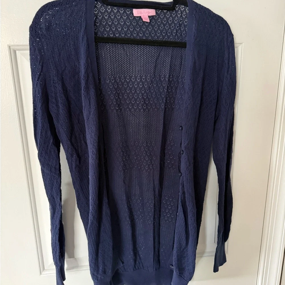 Lilly Pulitzer Navy Open-Front Cardigan - Picture 1 of 3